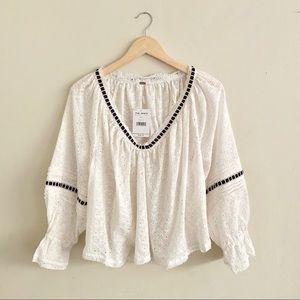NWT Free People Darcy Eyelet Blouse Ecru